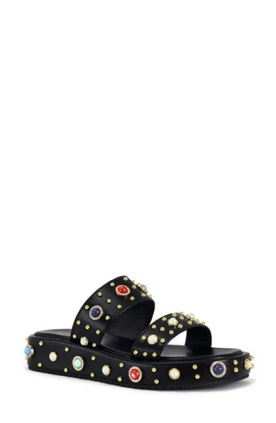 Azalea Wang Rajah Platform Slide Sandal In Black