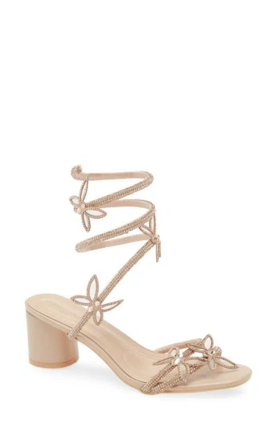 Azalea Wang Quinton Ankle Wrap Sandal In Light Beige