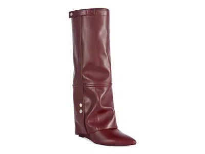 Azalea Wang Railay Foldover Boot In Burgundy