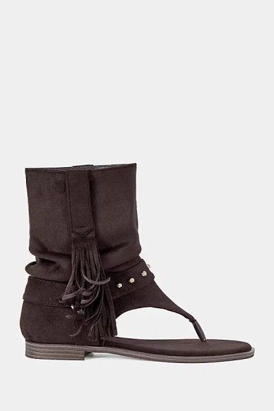 Azalea Wang Rainer Gladiator Flat Sandal In Chocolate, Women's At Urban Outfitters In Multi