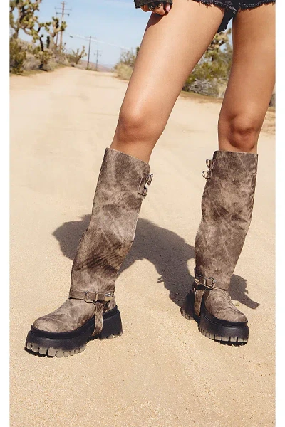 Azalea Wang Rampage Distressed 2 Way Harness Boot In Brown, Women's At Urban Outfitters In Neutral