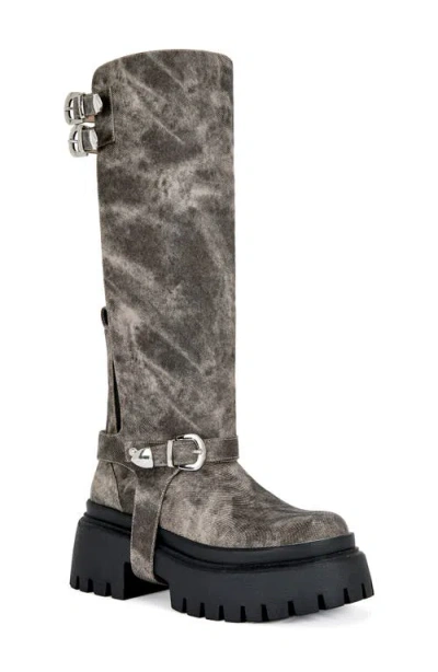 Azalea Wang Rampage Knee High Platform Boot In Gray