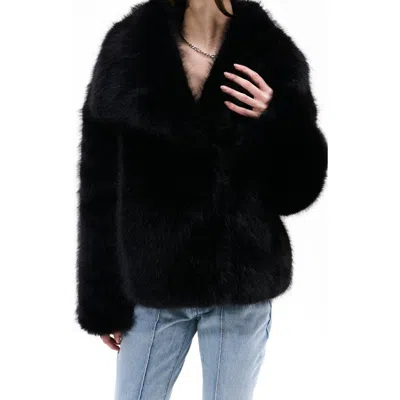 Azalea Wang Regina Faux Fur Jacket In Black