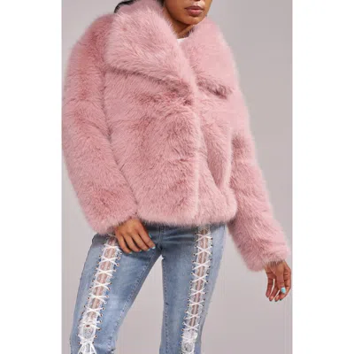 Azalea Wang Regina Faux Fur Jacket In Blush
