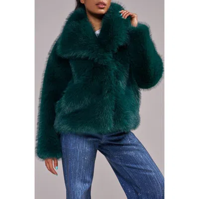 Azalea Wang Regina Faux Fur Jacket In Forest