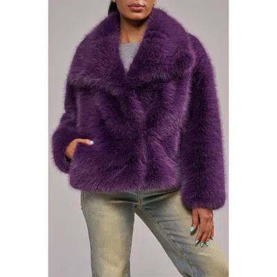 Azalea Wang Regina Faux Fur Jacket In Purple