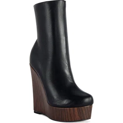 Azalea Wang Road Faux Leather Platform Wedge Bootie In Black