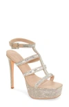 Azalea Wang Roanoke Caged Platform Sandal In Silver/beige