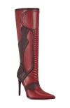 Azalea Wang Rodrigo Patchwork Knee High Boot In Red