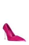 Azalea Wang Romee Faux Fur Pointed Toe Pump In Pink