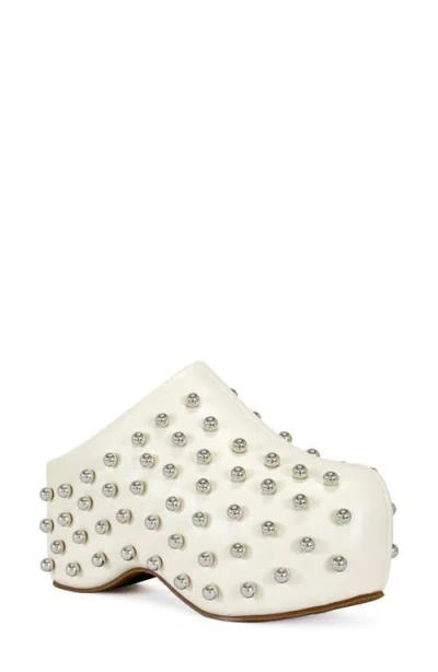 Azalea Wang Romesco Studded Platform Clog In Bone
