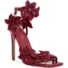Azalea Wang Romi Floral Ankle Strap Sandal In Red