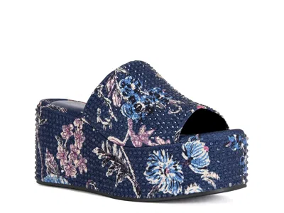 Azalea Wang Rosalind Platform Wedge Sandal In Multi