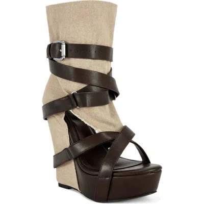Azalea Wang Rothko Platform Wedge Sandal In Brown