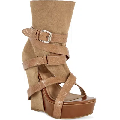 Azalea Wang Rothko Platform Wedge Sandal In Brown