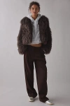 Azalea Wang Ruperta Shaggy Faux Fur Jacket In Brown, Women's At Urban Outfitters In Brown