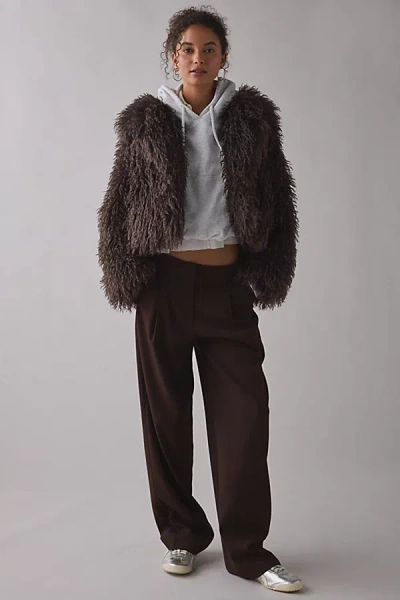 Azalea Wang Ruperta Shaggy Faux Fur Jacket In Brown, Women's At Urban Outfitters