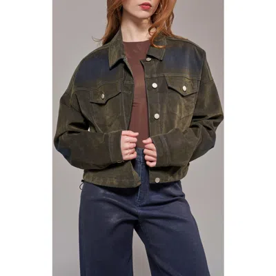 Azalea Wang Sampson Velvet Denim Jacket In Green