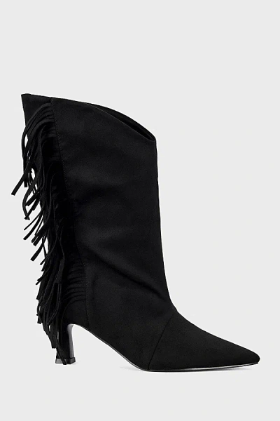 AZALEA WANG SARIAH FRINGE BOOTIE IN BLACK, WOMEN'S AT URBAN OUTFITTERS