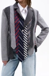 Azalea Wang Satin Tie Blazer In Multi