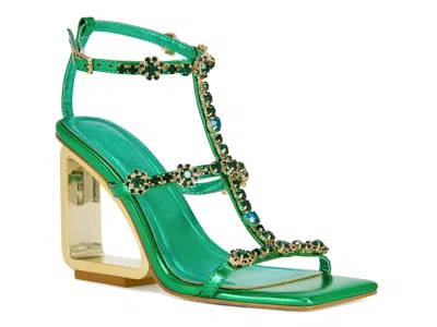 Azalea Wang Schantelle Ankle Strap Wedge Sandal In Green