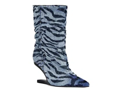 Azalea Wang Serona Denim Bootie In Multi