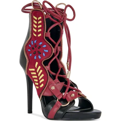 Azalea Wang Shainia Sandal In Burgundy