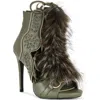Azalea Wang Shainy Faux Fur Open Toe Bootie In Multi