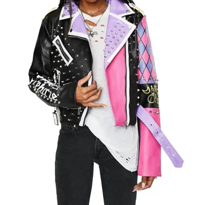 Azalea Wang Sheeba Graphic Moto Jacket In Black