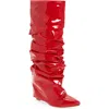 Azalea Wang Sif Slouchy Knee High Boot In Red