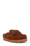 Azalea Wang Simah Faux Shearling Lined Mule In Chestnut