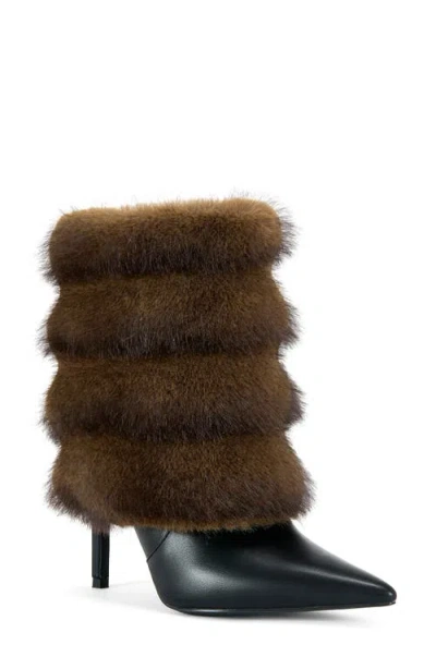 Azalea Wang Simon Faux Fur Bootie In Black