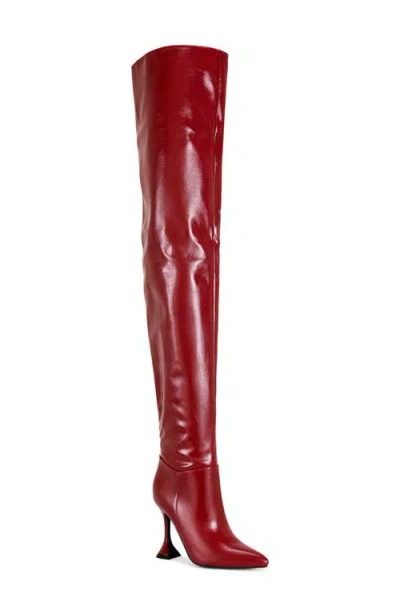 Azalea Wang Stephan Thigh High Boot In Burgundy