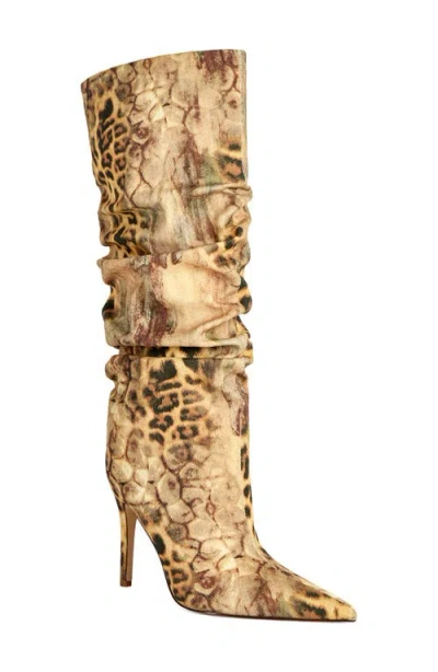 Azalea Wang Sterre Leopard Print Knee High Boot In Multi