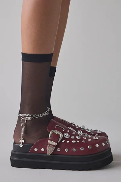 Azalea Wang Swiftly Studded Platform Clog In Wine, Women's At Urban Outfitters In Burgundy