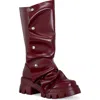 Azalea Wang Sybel Platform Lug Sole Boot In Burgundy