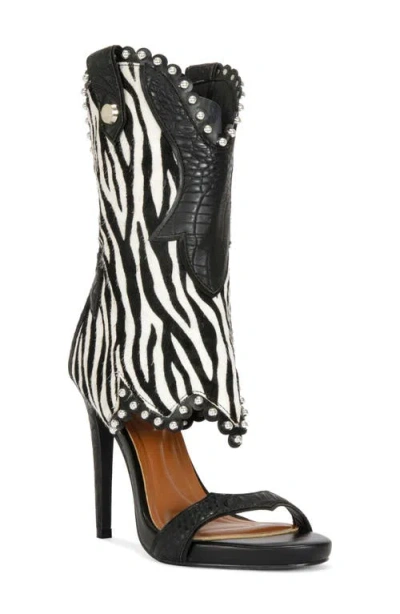 Azalea Wang Tahlie Genuine Calf Hair Sandal In Black