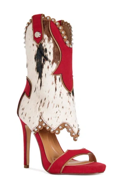 Azalea Wang Tahlie Genuine Calf Hair Sandal In Red