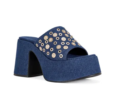 Azalea Wang Theodora Platform Sandal In Blue