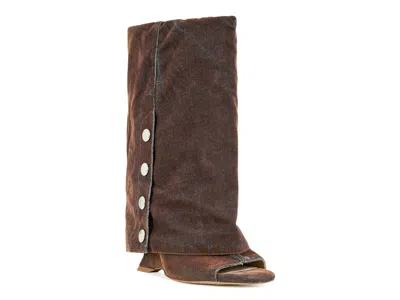 Azalea Wang Metallic Open Toe Boot In Brown