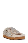 Azalea Wang Tresor High Pile Fleece Trim Slide Sandal In Multi