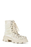Azalea Wang Twinkley Embellished Combat Boot In White