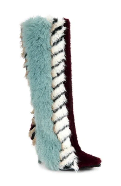 Azalea Wang Upsella Multi Faux Fur Stiletto Boot