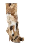 Azalea Wang Upsetter Pointed Toe Faux Fur Knee High Boot In Multi