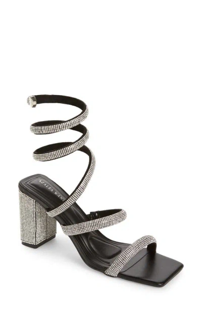 Azalea Wang Ursula Crystal Embellished Ankle Wrap Sandal In Black
