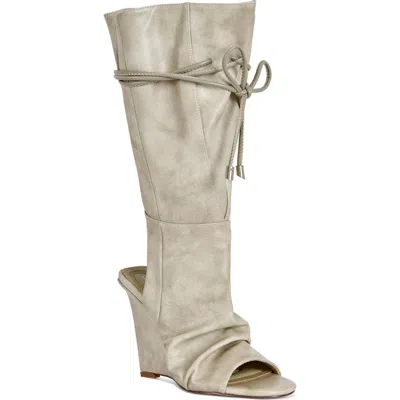 Azalea Wang Vailen Open Toe Wedge Bootie In Gray