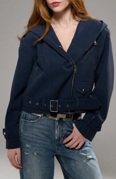 Azalea Wang Vanta Faux Leather Moto Jacket In Blue