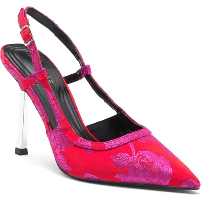 Azalea Wang Vena Jacquard Slingback Pump In Red