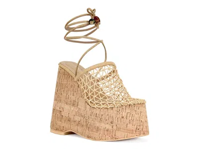 Azalea Wang Venne Platform Wedge Sandal In Brown