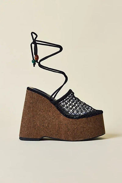 Azalea Wang Venne Wrap-around Wedge Sandal In Black, Women's At Urban Outfitters